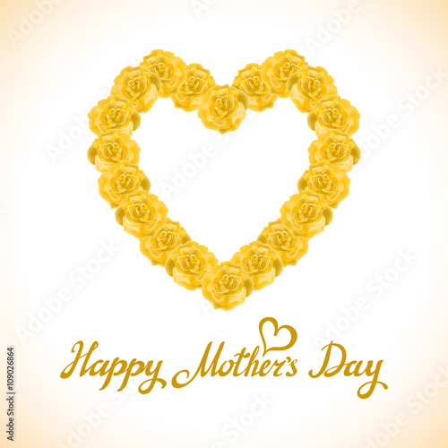 bouquet of orange roses heart isolated on white background. yellow rose mother Day Heart Made of orange Roses Isolated on White Background. Floral heart shape vector background