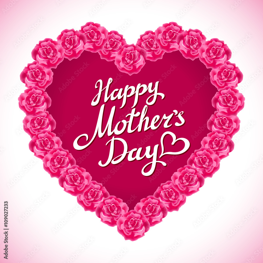 pink rose mother Day Heart Made of purple Roses Isolated on White Background. Floral heart shape vector background pink rose mother Day Heart Made of purple Roses Isolated on White Background. Floral heart shape vector background