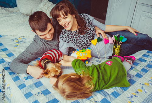 Colorful bright photo of the happy family