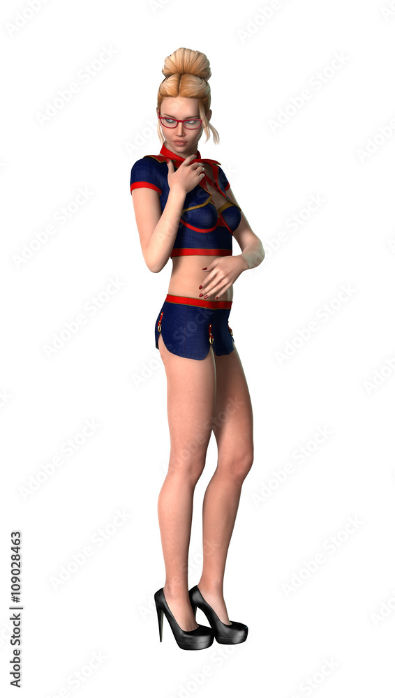 3D Illustration Sexy Stewardess on White 3D Illustration Sexy Stewardess on White