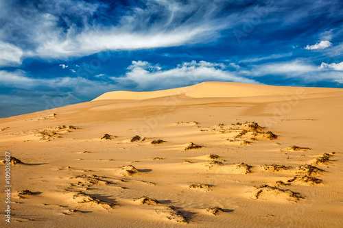 Desert sand dunes on sunrise