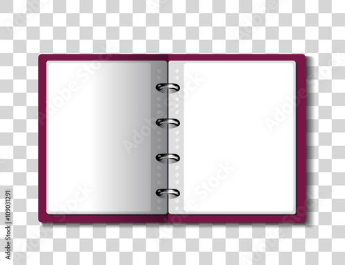 Red ring binder folder on checkered background