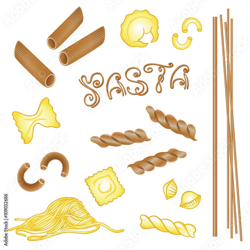 Nudeln, Pasta Vektor Set. Koch, kochen.