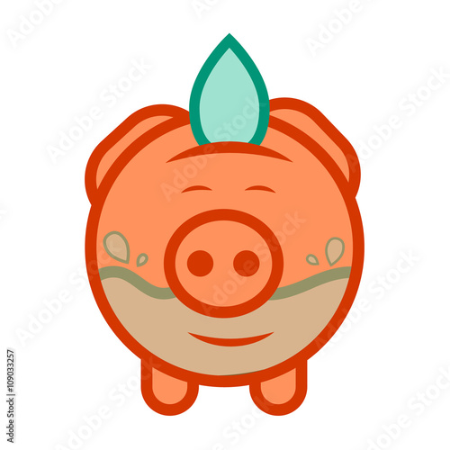 Flat design vector icon of piggy bank to economize and saving water