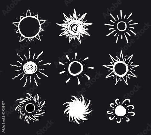 Sun drawn vector icons