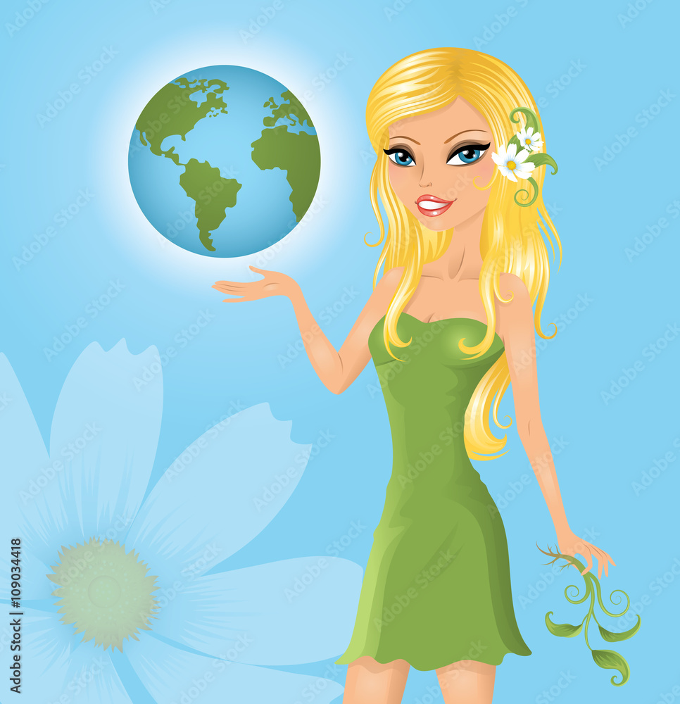 Eco-friendly woman holding the Earth. Eco-friendly woman holding the Earth.