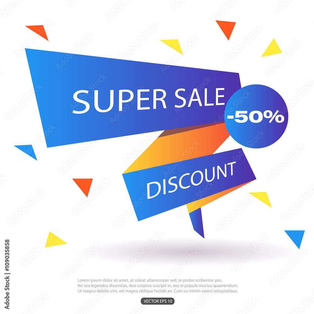 Sale banner on a white background with text super sale, discount. Sale poster. Vector illustration, eps 10