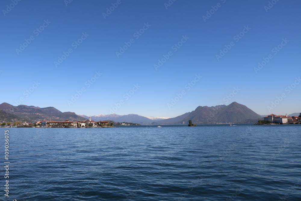 Blue sky above Lake Maggiore, Piedmont Italy