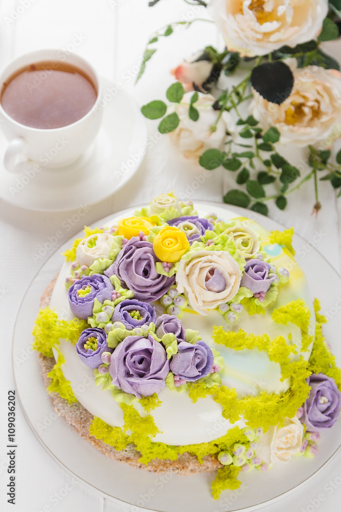 Colorful butter cream flowers cake Colorful butter cream flowers cake