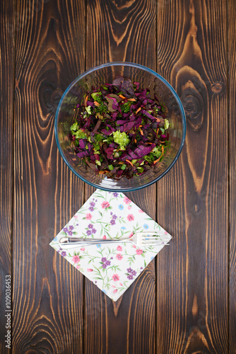 Salad and Floral Napkin