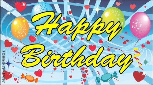Happy Birthday - Illustration    Party balloons    Confetti and balloons    Happy birthday greeting card