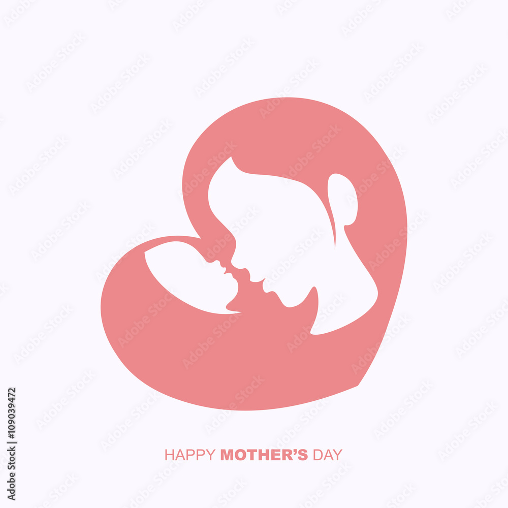 Mother and a baby in heart shaped silhouette Mother and a baby in heart shaped silhouette