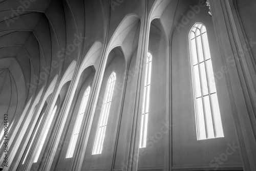 Tall windows in a church