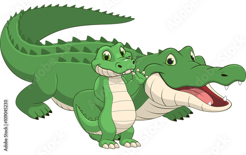 Adult and baby crocodile