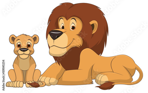 Adult lion and a child
