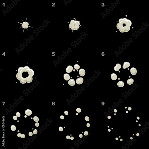Explode Animation Sequence . Cartoon Explosion Frames. Vector