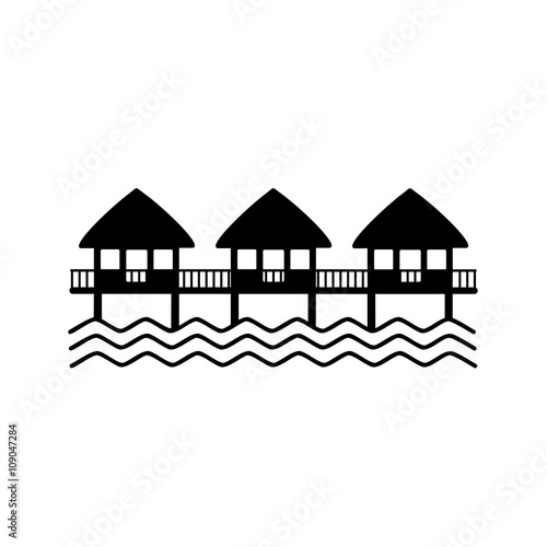 Hotel on water simple icon