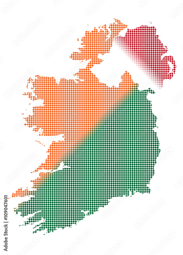 Ireland Dot Map In Colour
