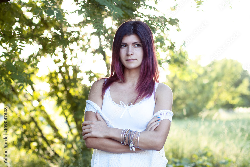 Beautiful girl posing in the summer meadow, fashion style, natural beauty, sunny day. Beautiful girl posing in the summer meadow, fashion style, natural beauty, sunny day.