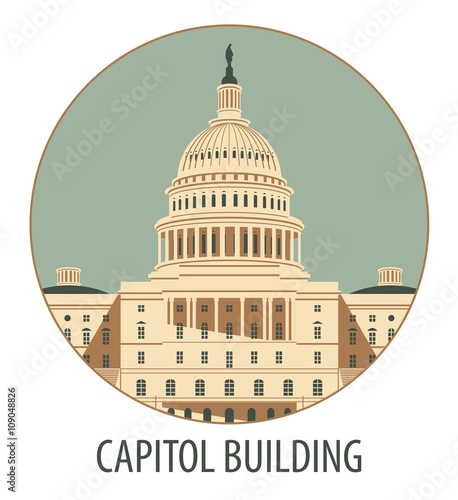 Vector illustration Capitol Building in Washington, DC