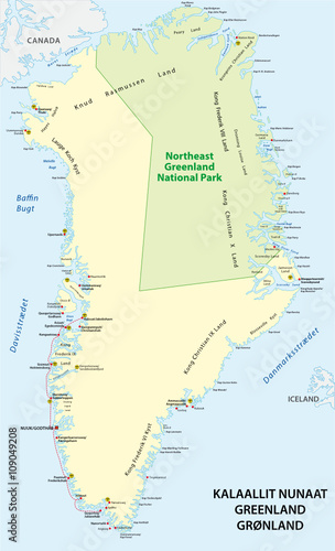 greenland detailed vector map of the state