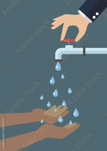 Hands cup falling water out of the tap