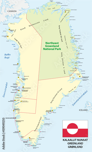 vector map with flag of the state greenland