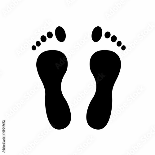Two black man footprints isolated on white background. Trail foot vector illustration
