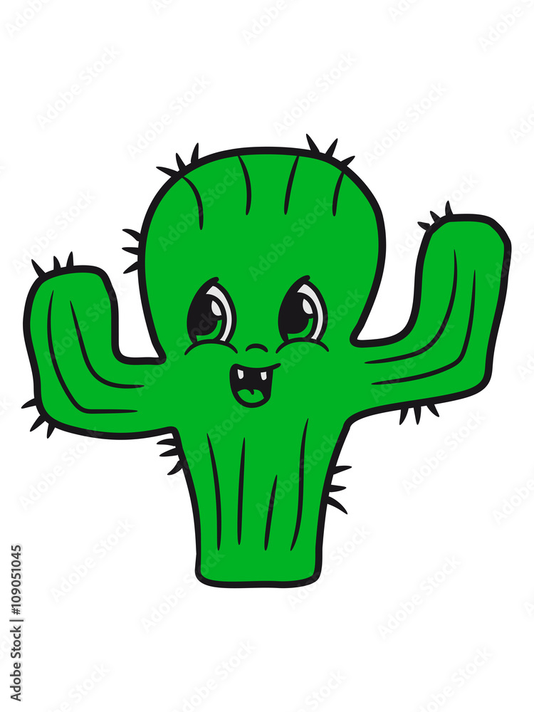 Fototapeta premium sweet cute little cactus face comic cartoon baby child