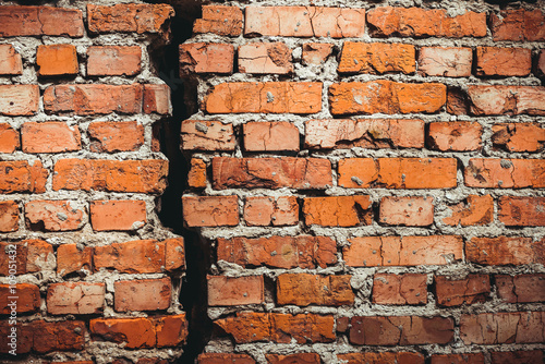 A brick wall with a crack  red brick