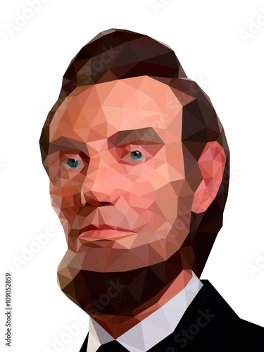 Quadro em tela Abraham Lincoln polygonal portrait