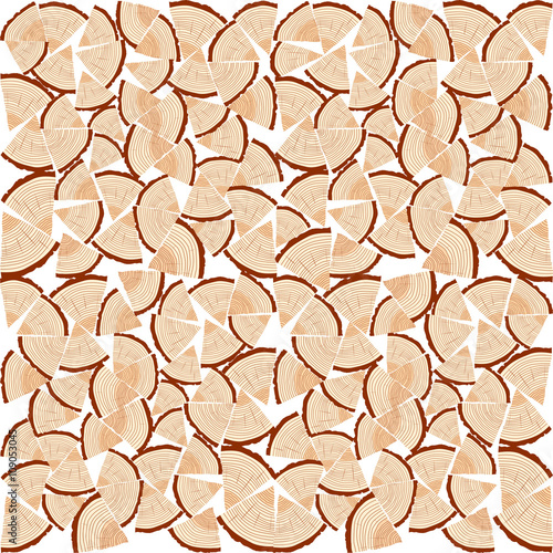 Chopped firewood on a stack. Vector Illustration Background.