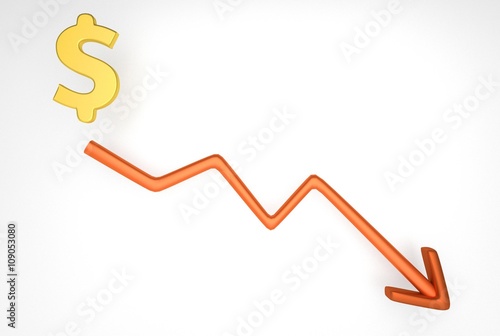 decreasing graph with dollar symbol