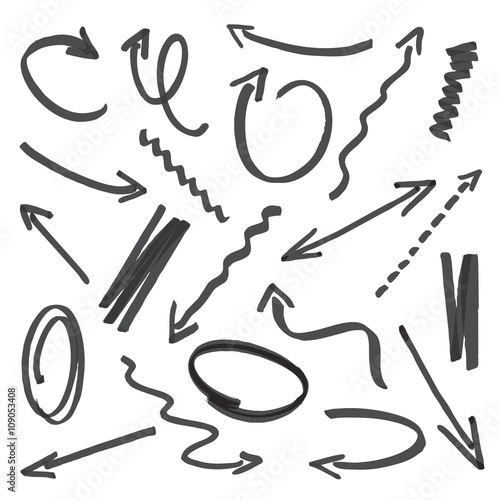 Group of black arrows. Vector Illustration