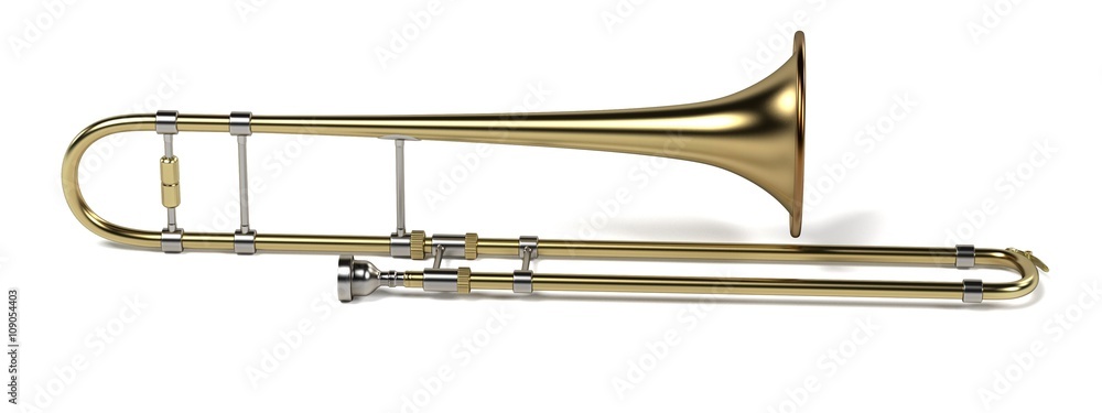 Obraz premium 3d rendering of trombone musical instrument