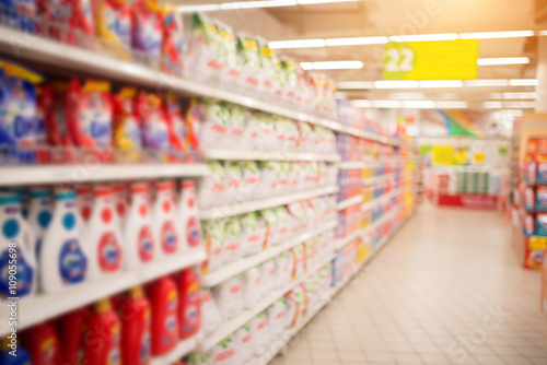 Wallpaper Mural Supermarket Aisle and Shelves in blurry for background Torontodigital.ca