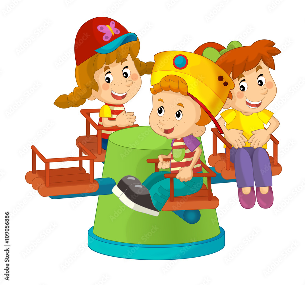 Cartoon child on a playground toy - isolated - illustration for children Cartoon child on a playground toy - isolated - illustration for children