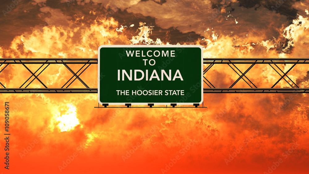 Welcome to Indiana USA Interstate Highway Sign in a Breathtaking