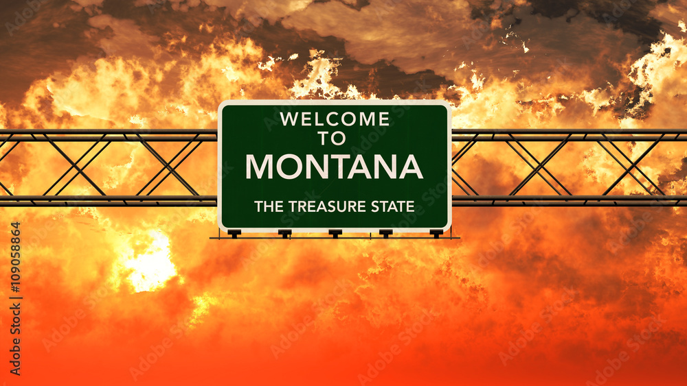 Welcome to Montana USA Interstate Highway Sign in a Breathtaking