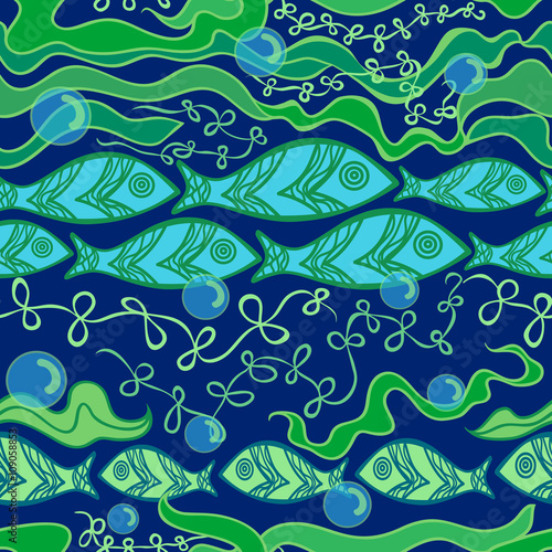 Marine vector seamless background