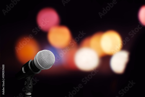 Microphone on stage background 