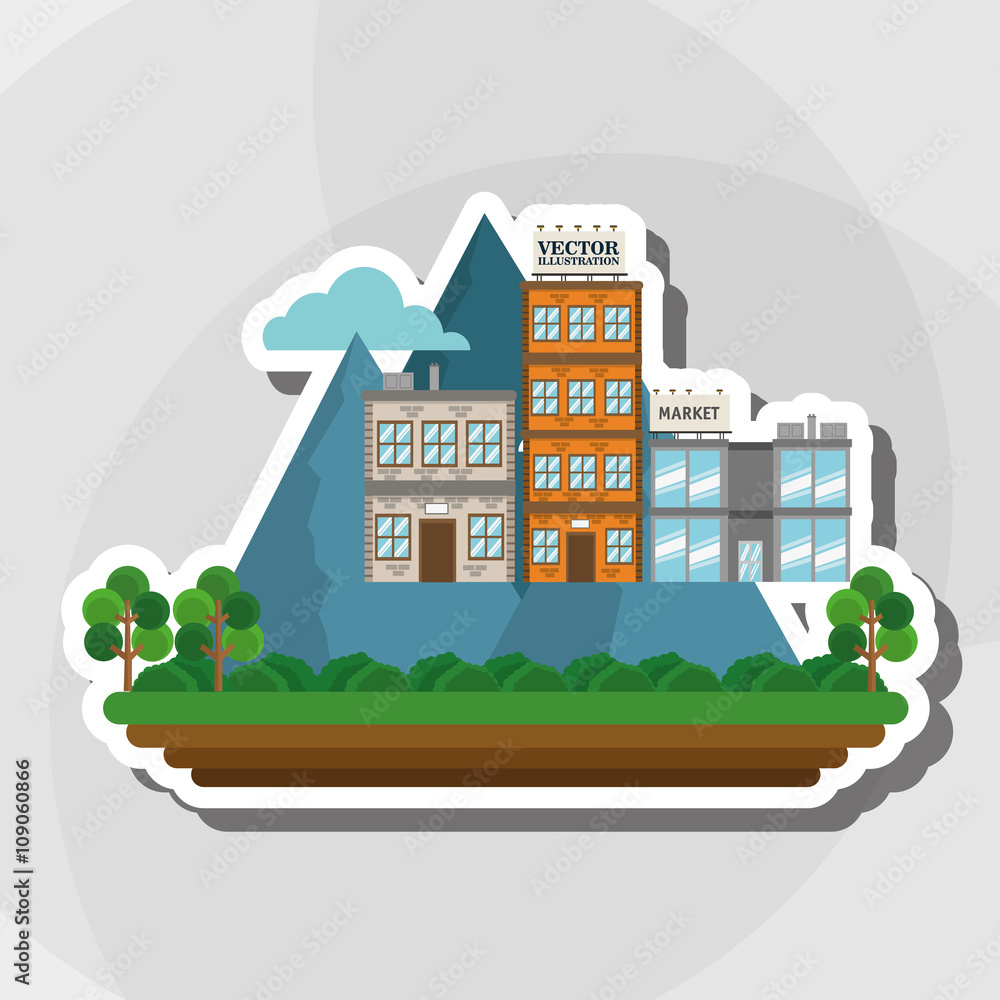 Naklejka premium Illustration of nature city, vector design, building and real estate related