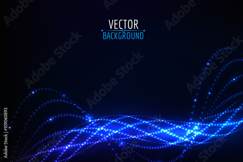 Abstract glowing spiral. Vector particles lights. Abstract dark background. 