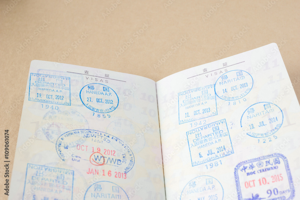 Japanese passport and stamps