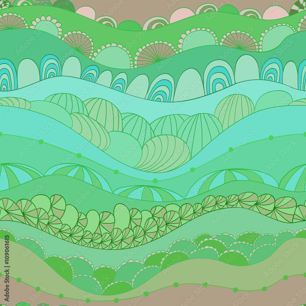 Obraz premium Vector seamless abstract pattern of wavy lines shells and many details Jewelry at the bottom of the sea It can be used for your design