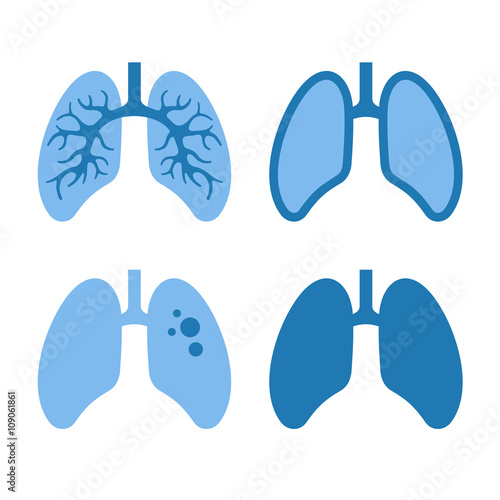 Human Lung Icons Set
