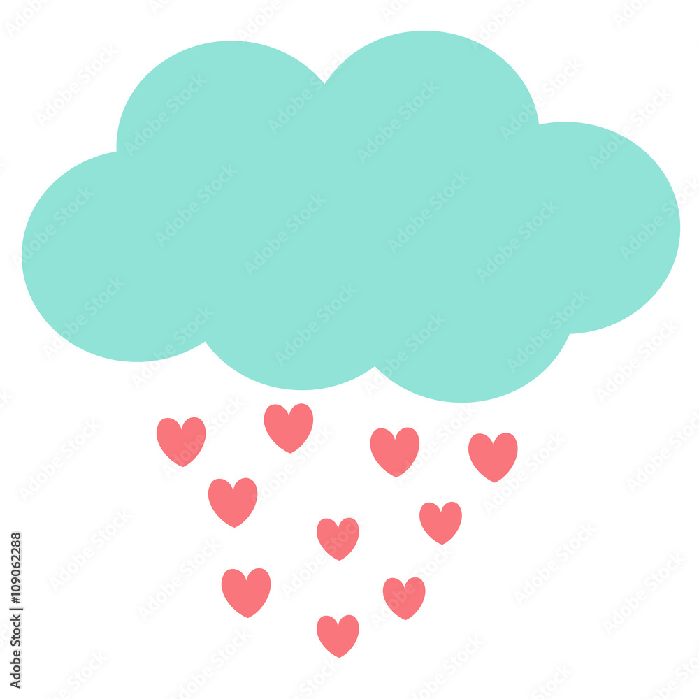 cute cartoon cloud drops hearts isolated on white background vector illustration cute cartoon cloud drops hearts isolated on white background vector illustration