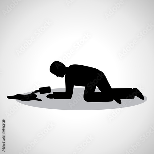 Drunk Man Icon - Isolated On Gray Background - Vector Illustration, Graphic Design. Drunkenness Concept