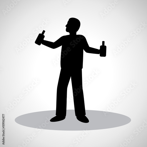 Drunk Man Icon - Isolated On Gray Background - Vector Illustration, Graphic Design. Drunkenness Concept