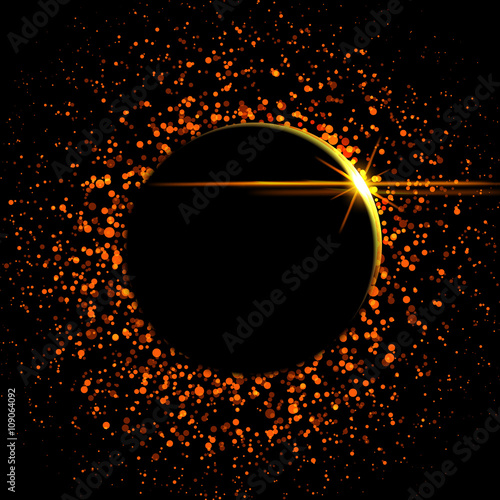 Sun on black background/Sun eclipse/Solar eclipse/Vector eclipse/Lights effect/Sun in space.